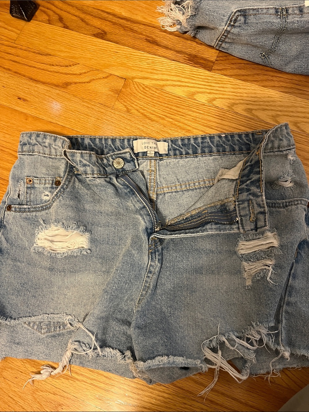 Love Tree Light Blue Distressed Denim Cutoff Shorts